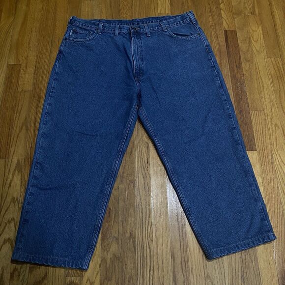 Men's Carhartt Relaxed Fit Denim Jeans Flannel Lined 46x30 Extra Warm Workwear - Picture 3 of 16